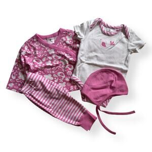 Hanna Andersson organic pink & white layette set